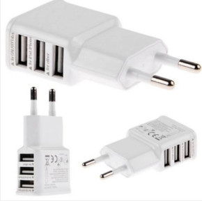 Зарядно за телефони и таблети 220v Travel Charger 3x USB порта бяло